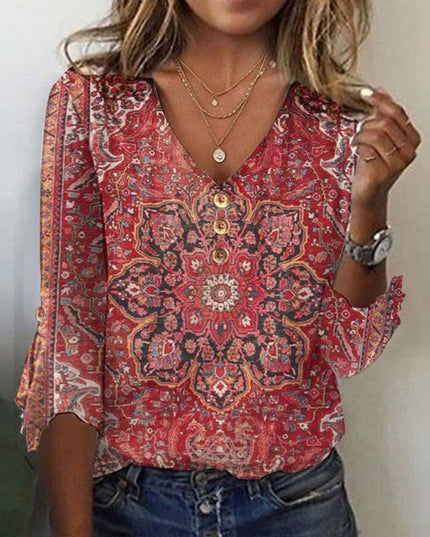 Arabella | Red Print Classic Top