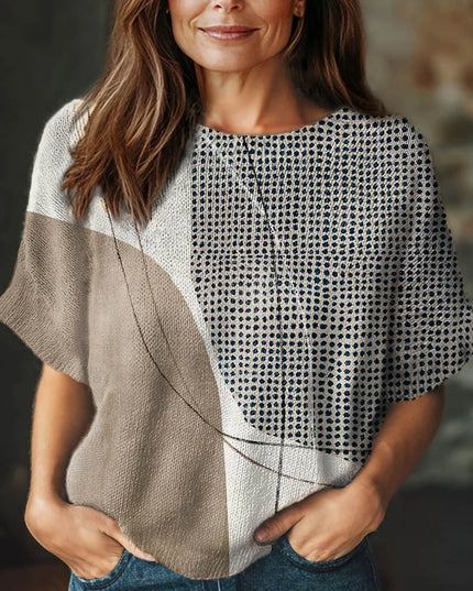 Stone Horizon Geometric Knit Top