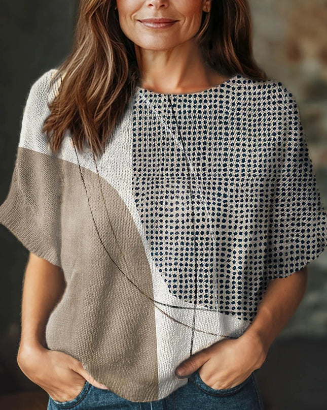 Stone Horizon Geometric Knit Top