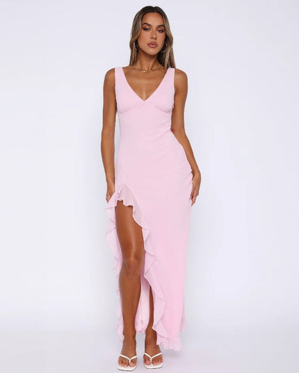 Maya Chevalier | Flowing V-Neck Maxi Dress with Ruffle Hem