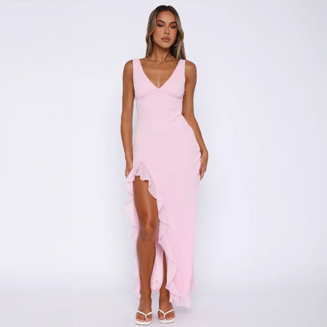 Maya Chevalier | Flowing V-Neck Maxi Dress with Ruffle Hem