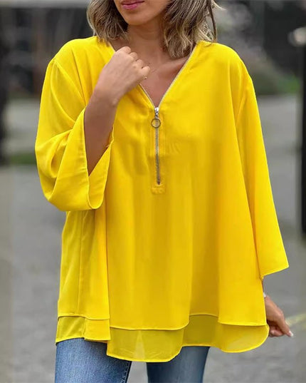 Lorelai | Chiffon Zipper Blouse
