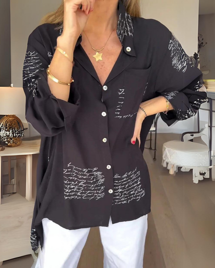 Tiemona | Script Button-Up Shirt