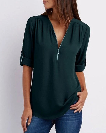 Gwen | Chic Zipper Blouse