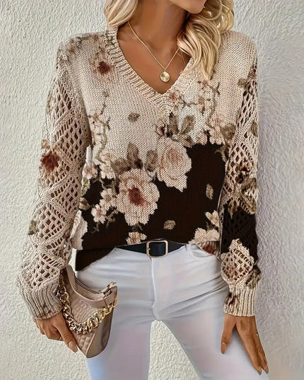Floral Bloom™ V-Neck Sweater