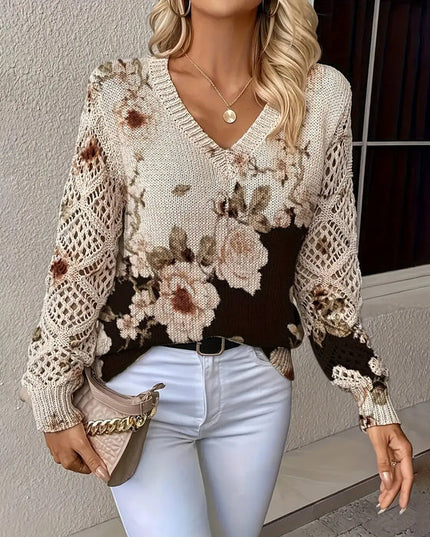 Floral Bloom™ V-Neck Sweater