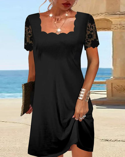 Maria | Scalloped Black Midi