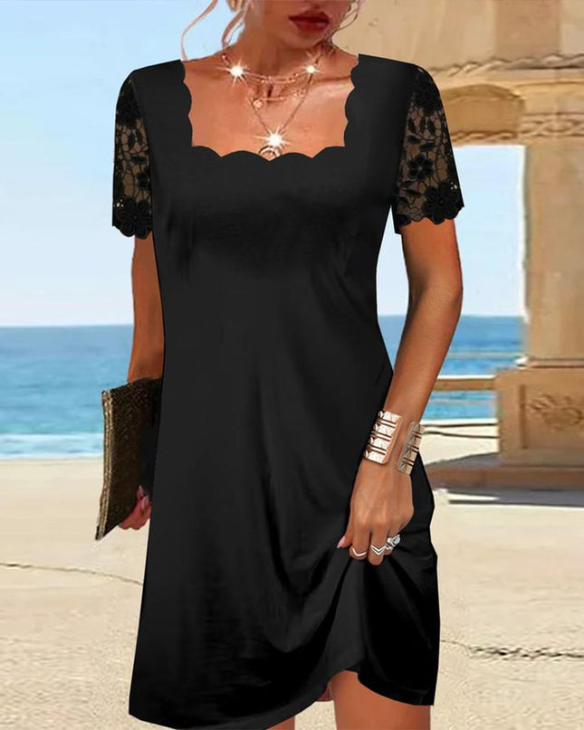 Maria | Scalloped Black Midi