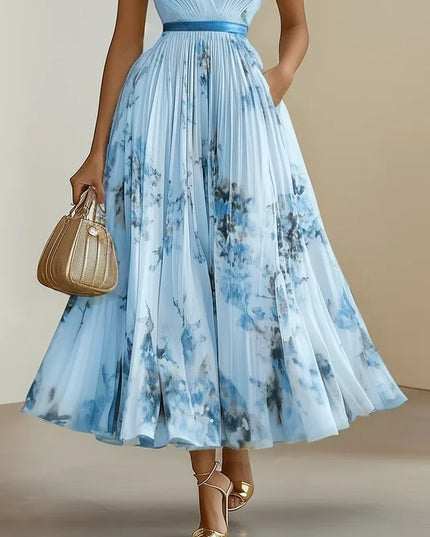 Ida Girard | Romantic Pleated Midi Dress with Floral Print