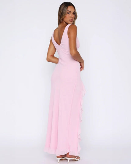 Maya Chevalier | Flowing V-Neck Maxi Dress with Ruffle Hem