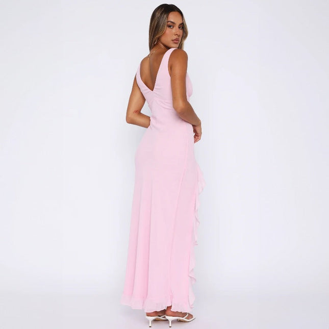 Maya Chevalier | Flowing V-Neck Maxi Dress with Ruffle Hem
