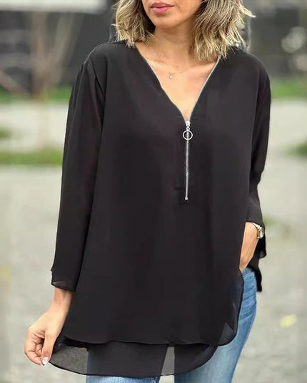 Lorelai | Chiffon Zipper Blouse