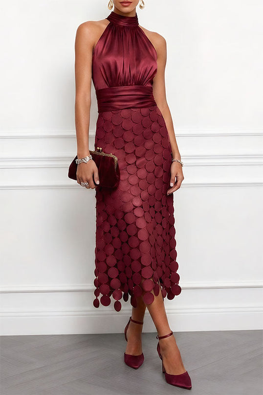 Delphine Vasseur | Paillette Scalloped Halter Midi Dress