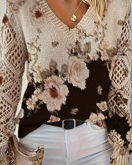 Floral Bloom™ V-Neck Sweater