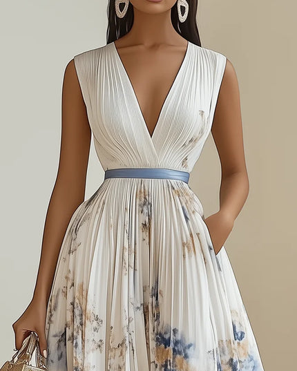 Ida Girard | Romantic Pleated Midi Dress with Floral Print