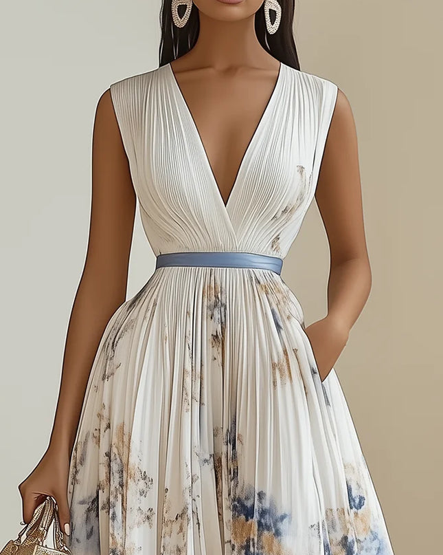 Ida Girard | Romantic Pleated Midi Dress with Floral Print
