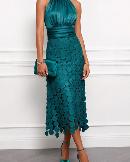 Delphine Vasseur | Paillette Scalloped Halter Midi Dress