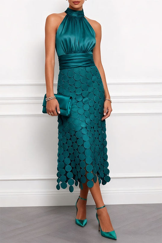 Delphine Vasseur | Paillette Scalloped Halter Midi Dress