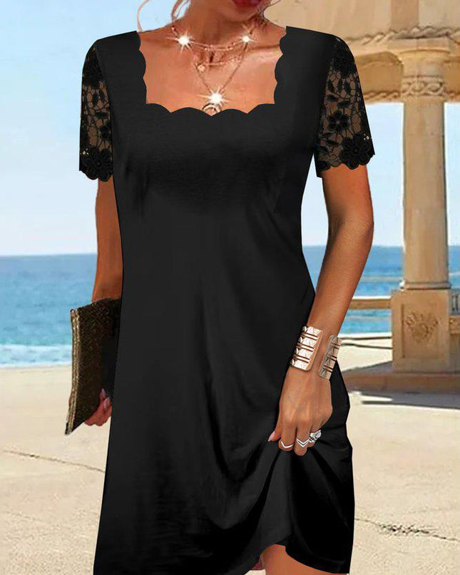 Maria | Scalloped Black Midi