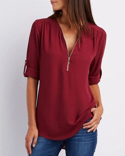 Gwen | Chic Zipper Blouse