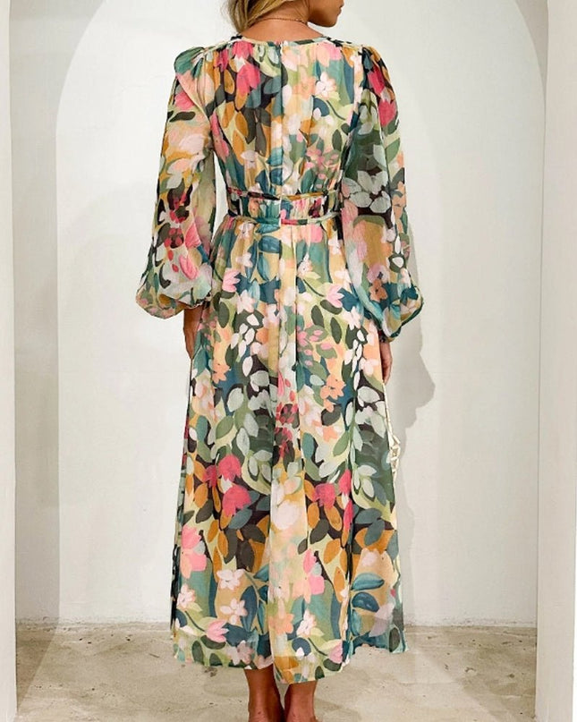Carolina | Elegant Floral V-Neck Dress