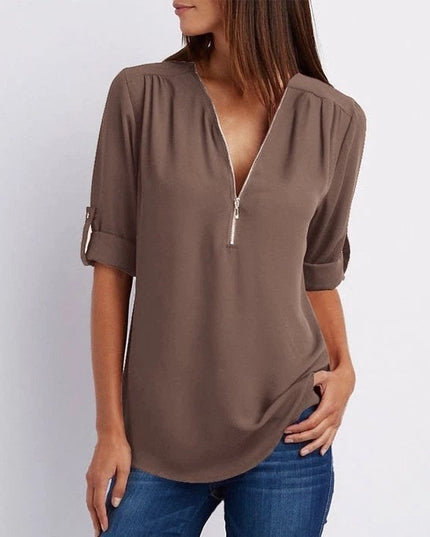 Gwen | Chic Zipper Blouse