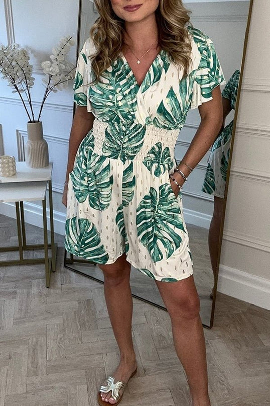 Ariella | Chic Leaf Print Romper