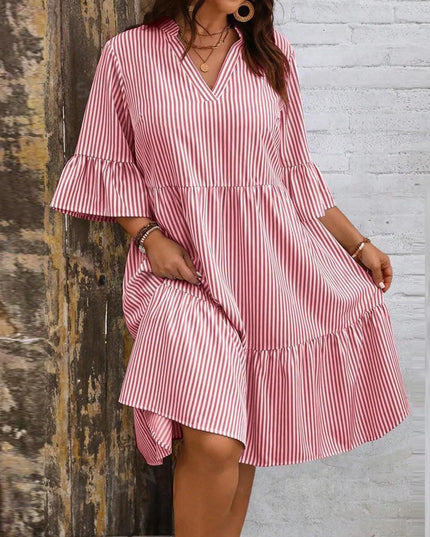 Micaela™ Summer Striped Ruffle Dress