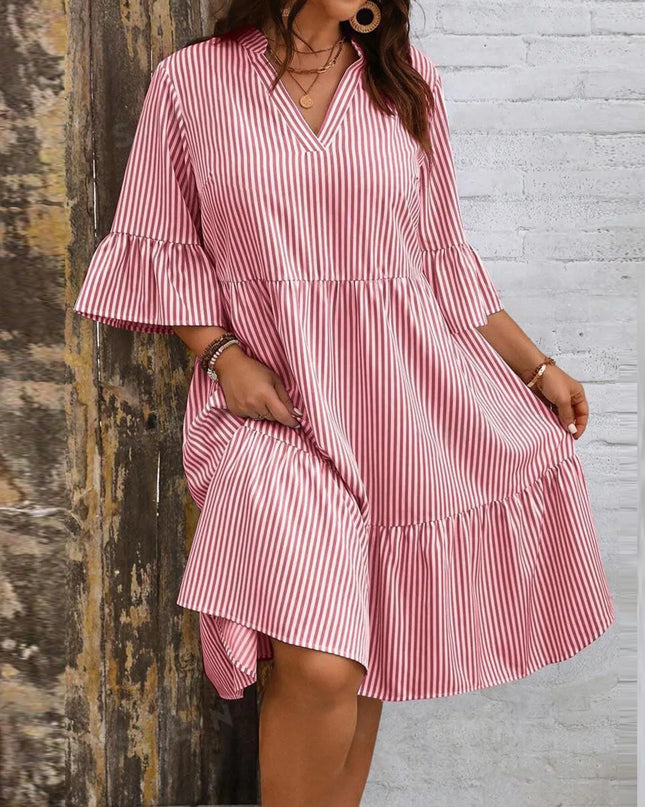 Micaela™ Summer Striped Ruffle Dress
