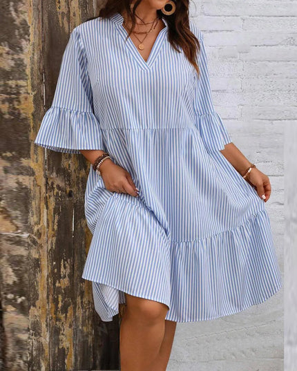 Micaela™ Summer Striped Ruffle Dress