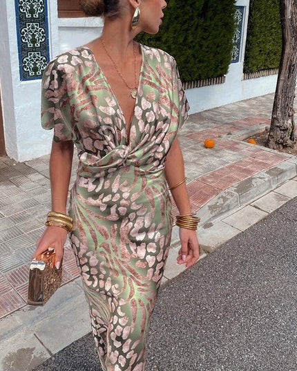 Palmera | Twisted V-Neck Maxi Dress