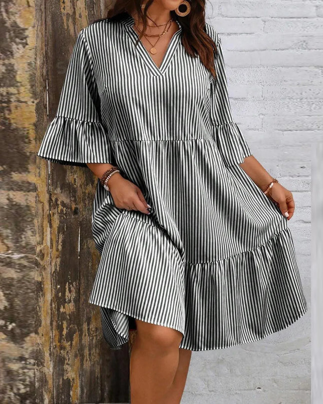 Micaela™ Summer Striped Ruffle Dress