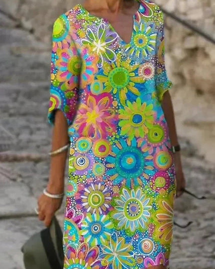 Nira | Vibrant Floral Midi Dress