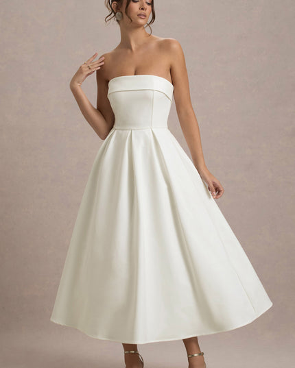 Luna Fontenot | Elegant Strapless Midi Dress