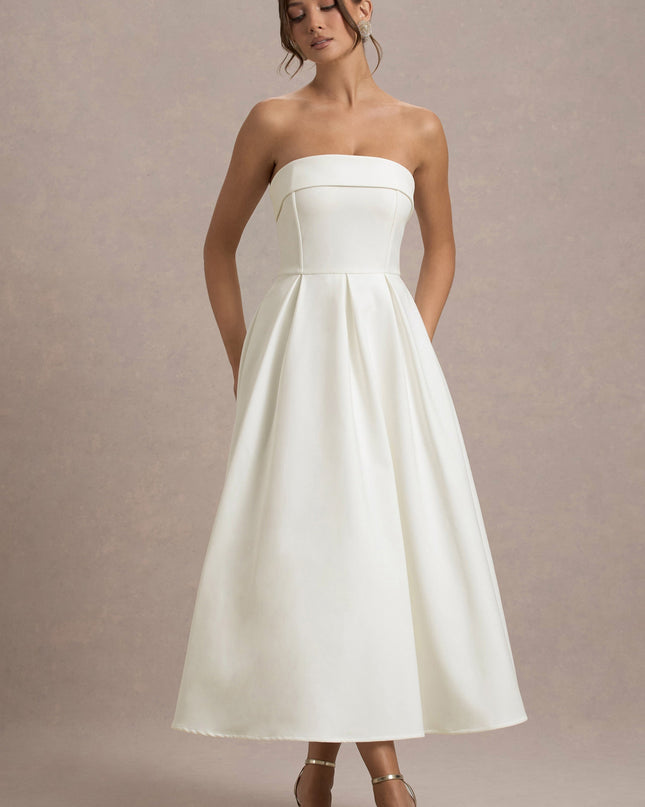 Luna Fontenot | Elegant Strapless Midi Dress