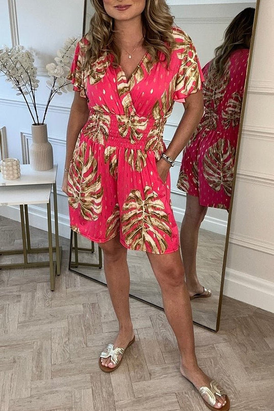 Ariella | Chic Leaf Print Romper