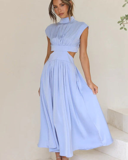 Woman wearing elegant maxi dress