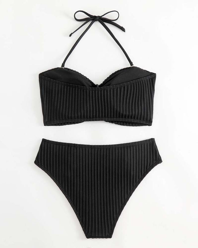 Ribbed Bikini with Gold Chain Detail