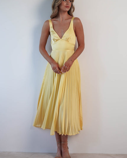 Cleo Bellamy | Elegant Pleated Midi Dress with Open Back