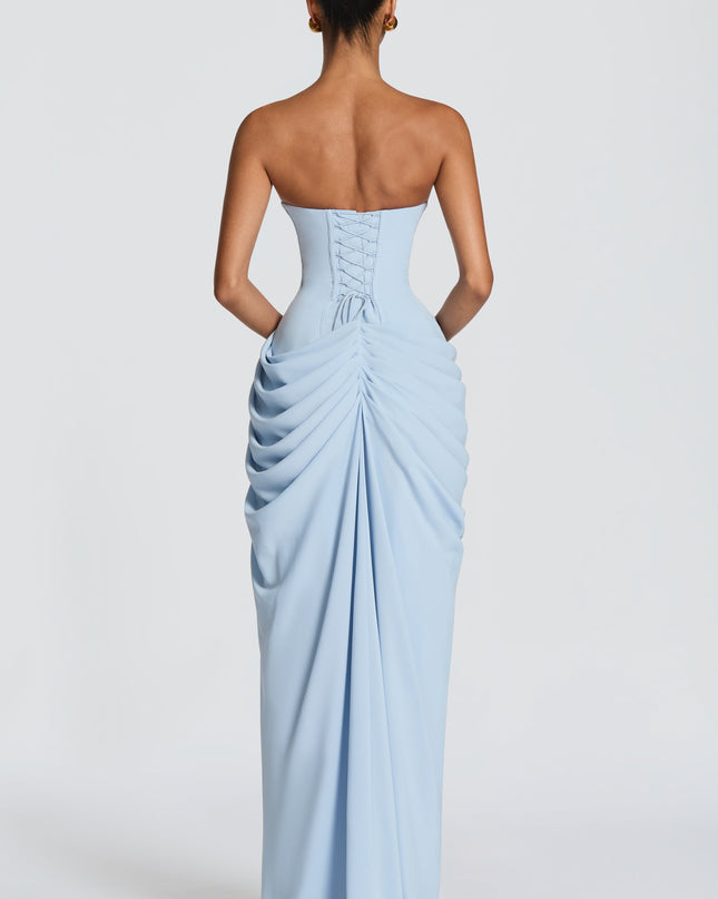 Zara Devereux | Dramatic Strapless Maxi Dress with Draping