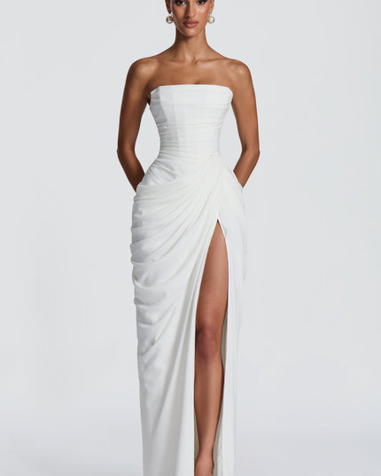 Zara Devereux | Dramatic Strapless Maxi Dress with Draping