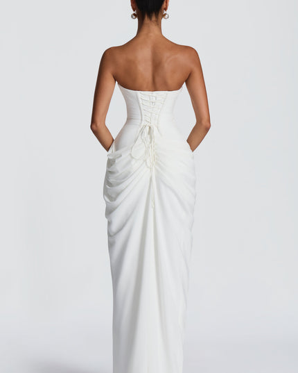 Zara Devereux | Dramatic Strapless Maxi Dress with Draping