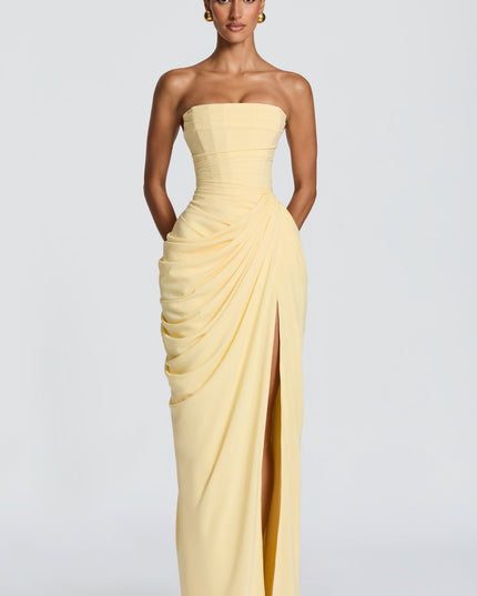 Zara Devereux | Dramatic Strapless Maxi Dress with Draping