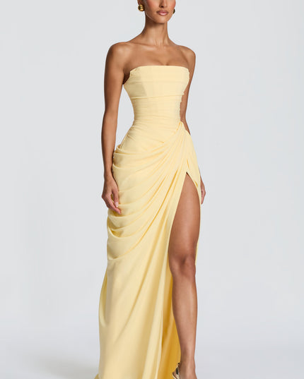 Zara Devereux | Dramatic Strapless Maxi Dress with Draping
