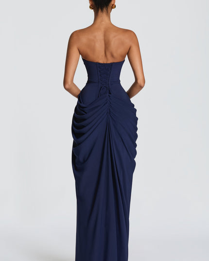 Zara Devereux | Dramatic Strapless Maxi Dress with Draping