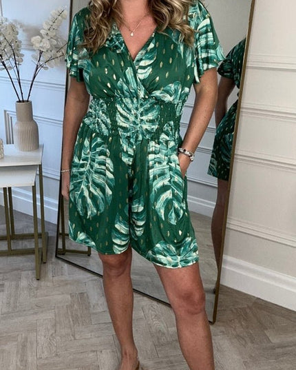 Ariella | Chic Leaf Print Romper