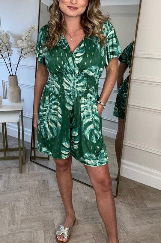 Ariella | Chic Leaf Print Romper