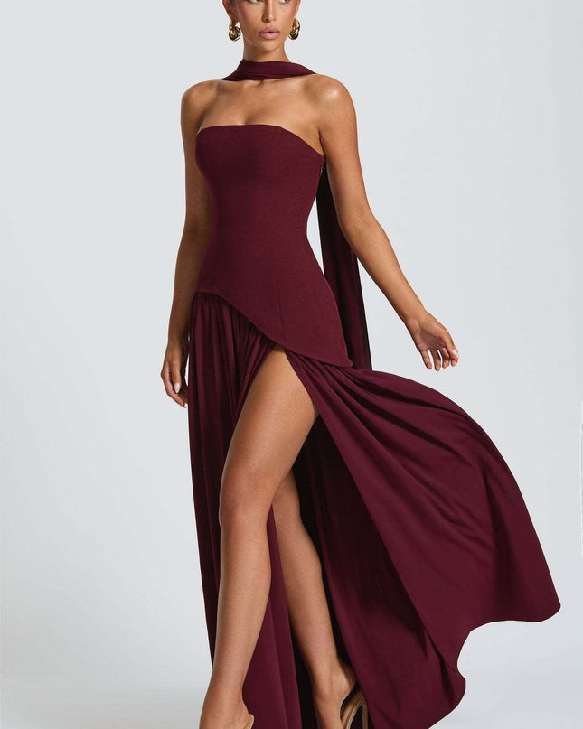 Sofia Lambert | Strapless Maxi Dress with Choker Detail