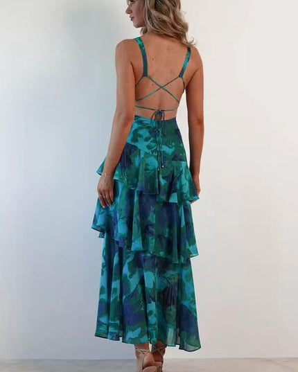 Flora Vasseur | Romantic Ruffle Maxi Dress with Floral Print