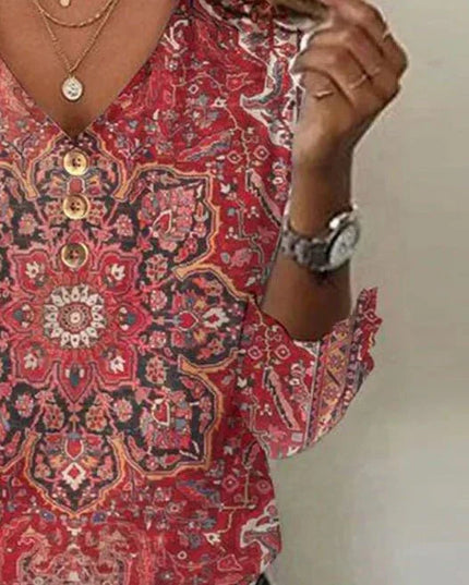 Arabella | Red Print Classic Top